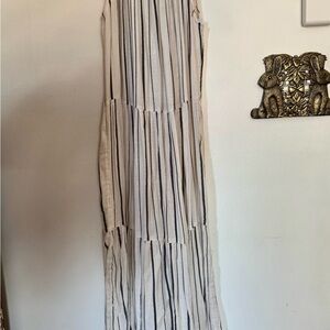 Old Navy Cream and Black Striped Sleeveless Dress